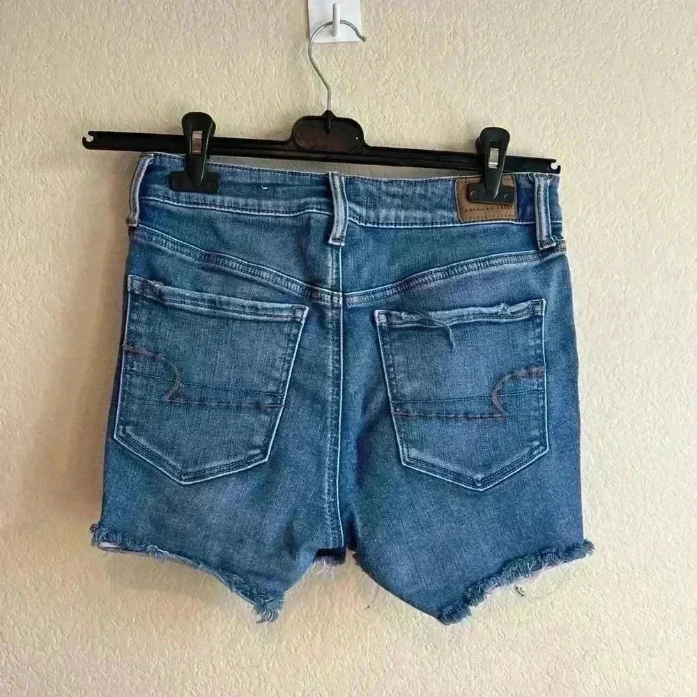 American Eagle Next Level Stretch Distressed Denim high rise‎ Shortie shorts 6